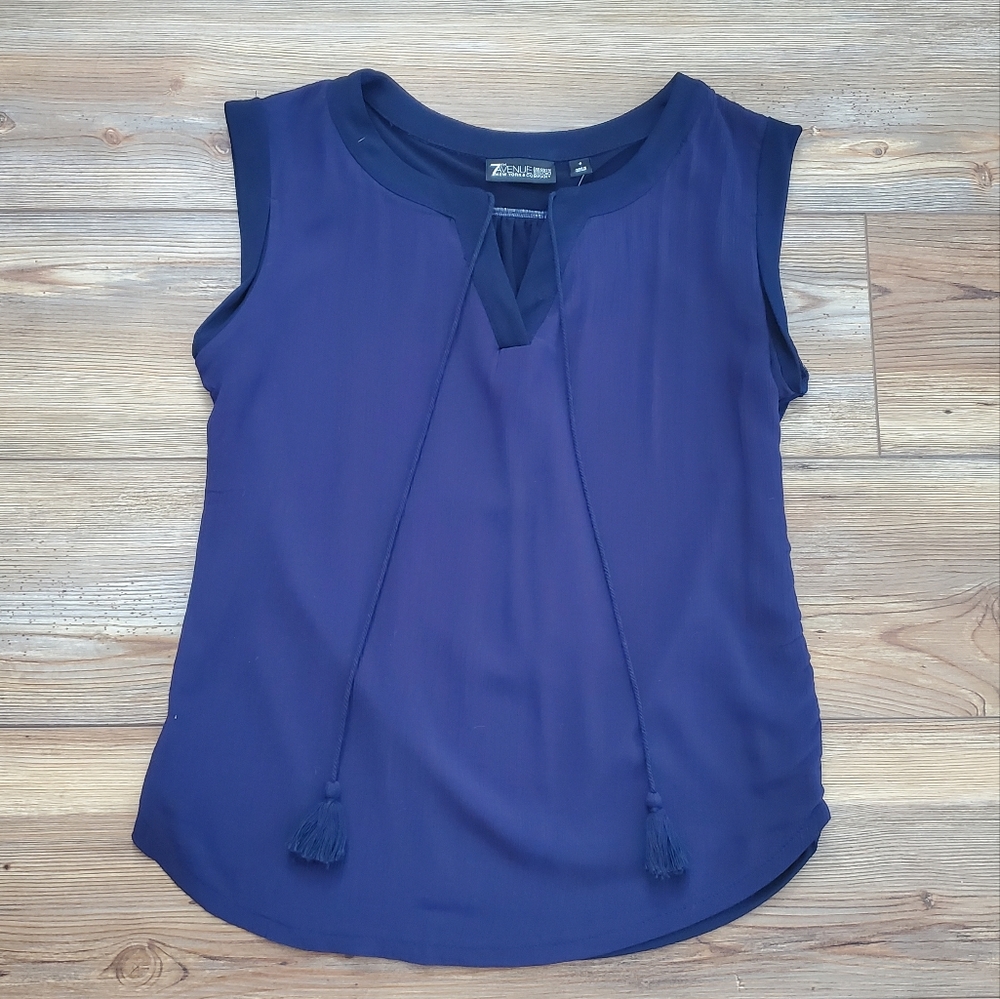 New York & Co Top Womens S Navy Blue Sleeveless